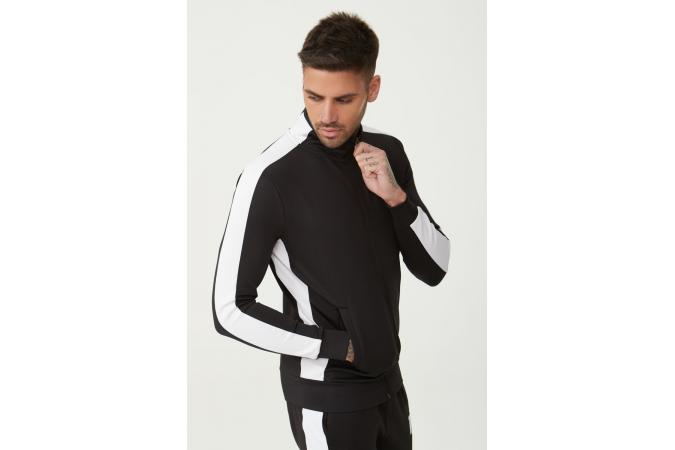 ZIP POLY PANEL TRACK TOP BLACK WHITE