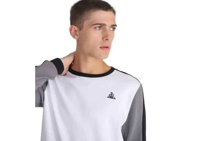 Sudadera Le Coq Sportif Tech Crew Nº2 Blanco Negro Gris