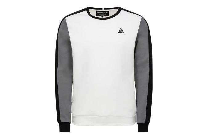 Sudadera Le Coq Sportif Tech Crew Nº2 Blanco Negro Gris