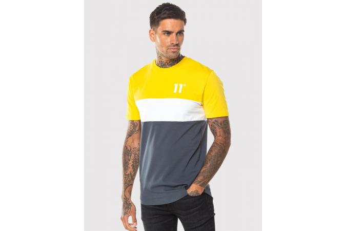 TRIPLE PANEL T-SHIRT ANTHRACITE, MUSTARD , WHITE