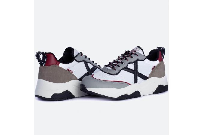 Zapatilla Munich Wave 85 Gris / Blanco / Rojo