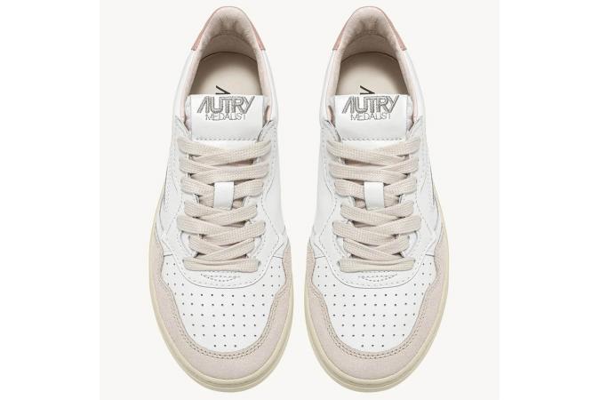 Zapatillas Autry AULW LS37 Wom/Leat/Suede Wht/ Rosa Claro