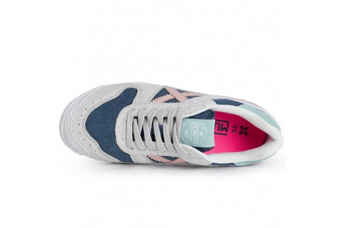 Zapatillas Munich Mini Goal 1563 Gris/Azul/Rosa