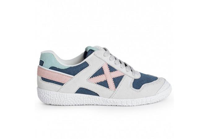 Zapatillas Munich Mini Goal 1563 Gris/Azul/Rosa