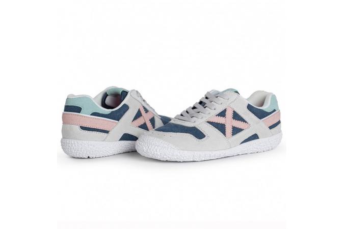 Zapatillas Munich Mini Goal 1563 Gris/Azul/Rosa