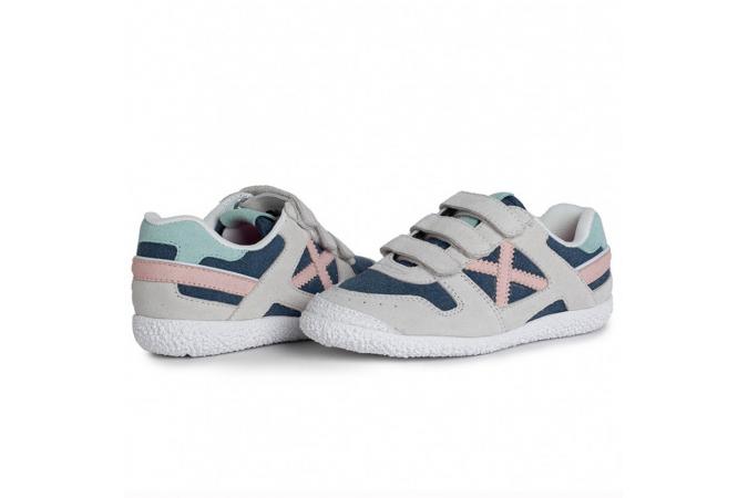 Zapatillas Munich Mini Goal Vco 1563 Gris/Azul/Rosa