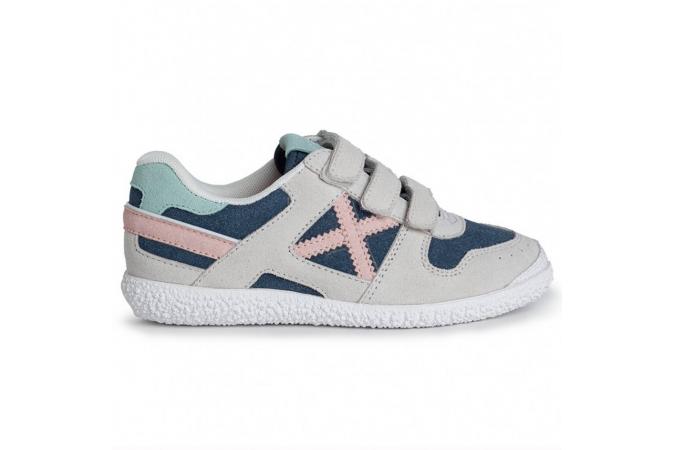 Zapatillas Munich Mini Goal Vco 1563 Gris/Azul/Rosa