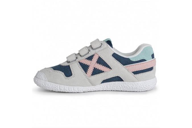 Zapatillas Munich Mini Goal Vco 1563 Gris/Azul/Rosa